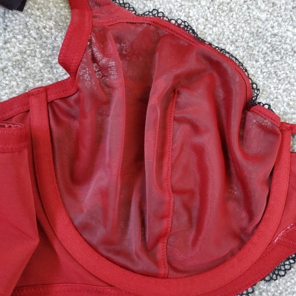 Elegant Black and Red Lace Bra - Picture 6 of 6